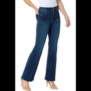 WynneDenim Women's Stretch Seamed Soft Flare Leg Jean Mid Wash - Petite